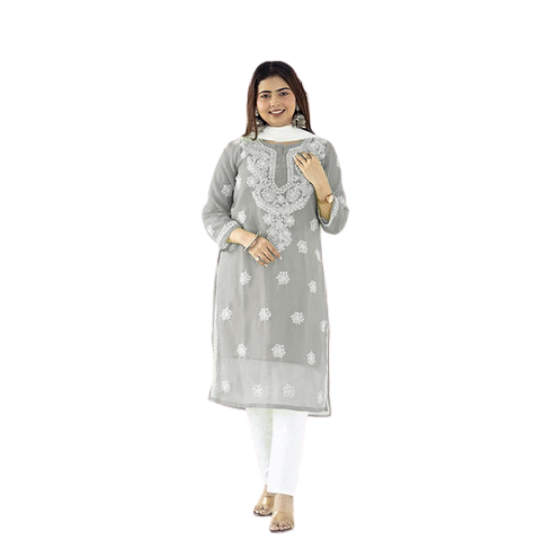 Daanya Chikankari Kurti By Nakhrili Chikankari