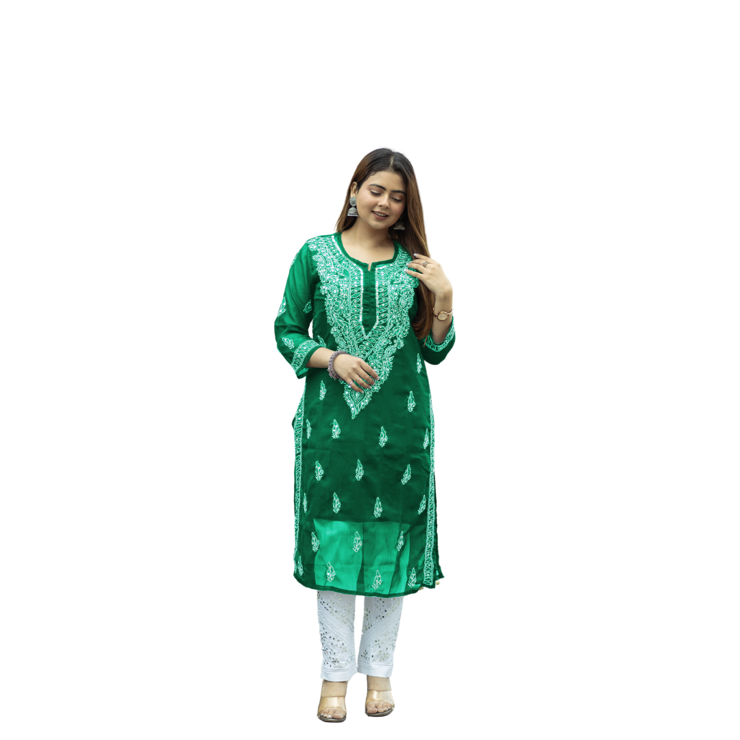 Adara Chikankari Kurti By Nakhrili Chikankari