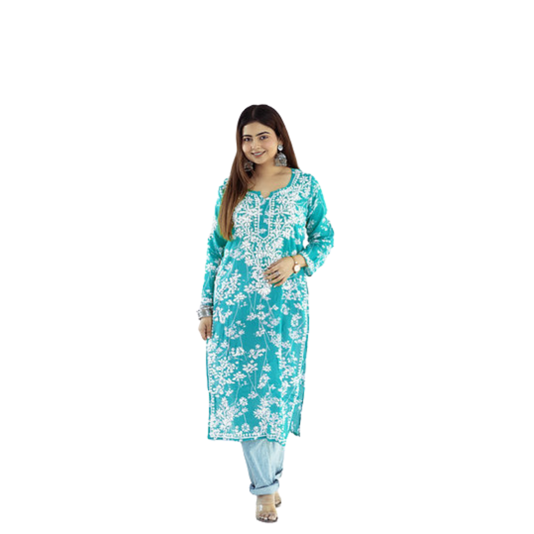 Haniya Pure Malmal Printed Chikankari Kurti