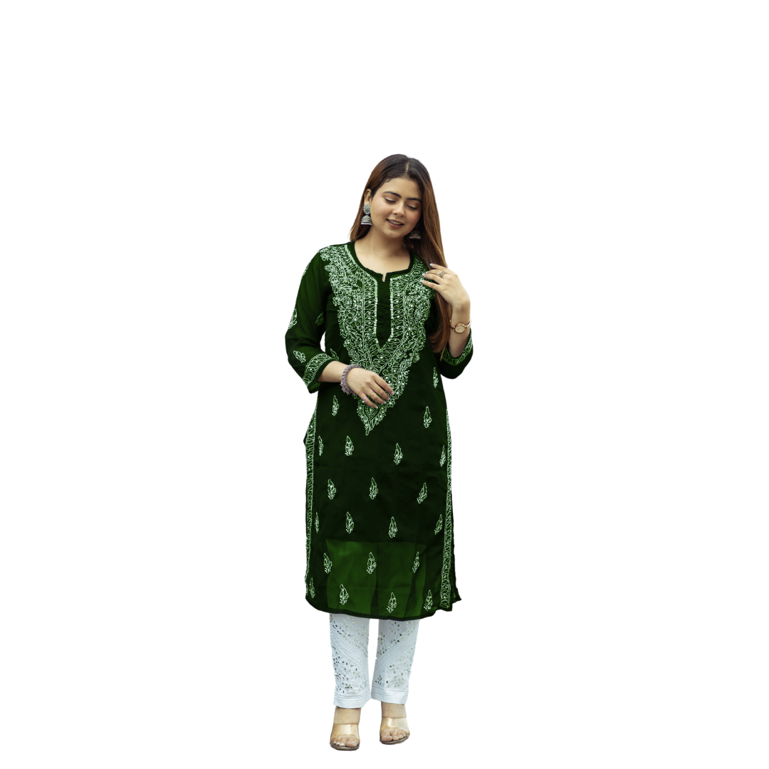 Adara Chikankari Kurti By Nakhrili Chikankari