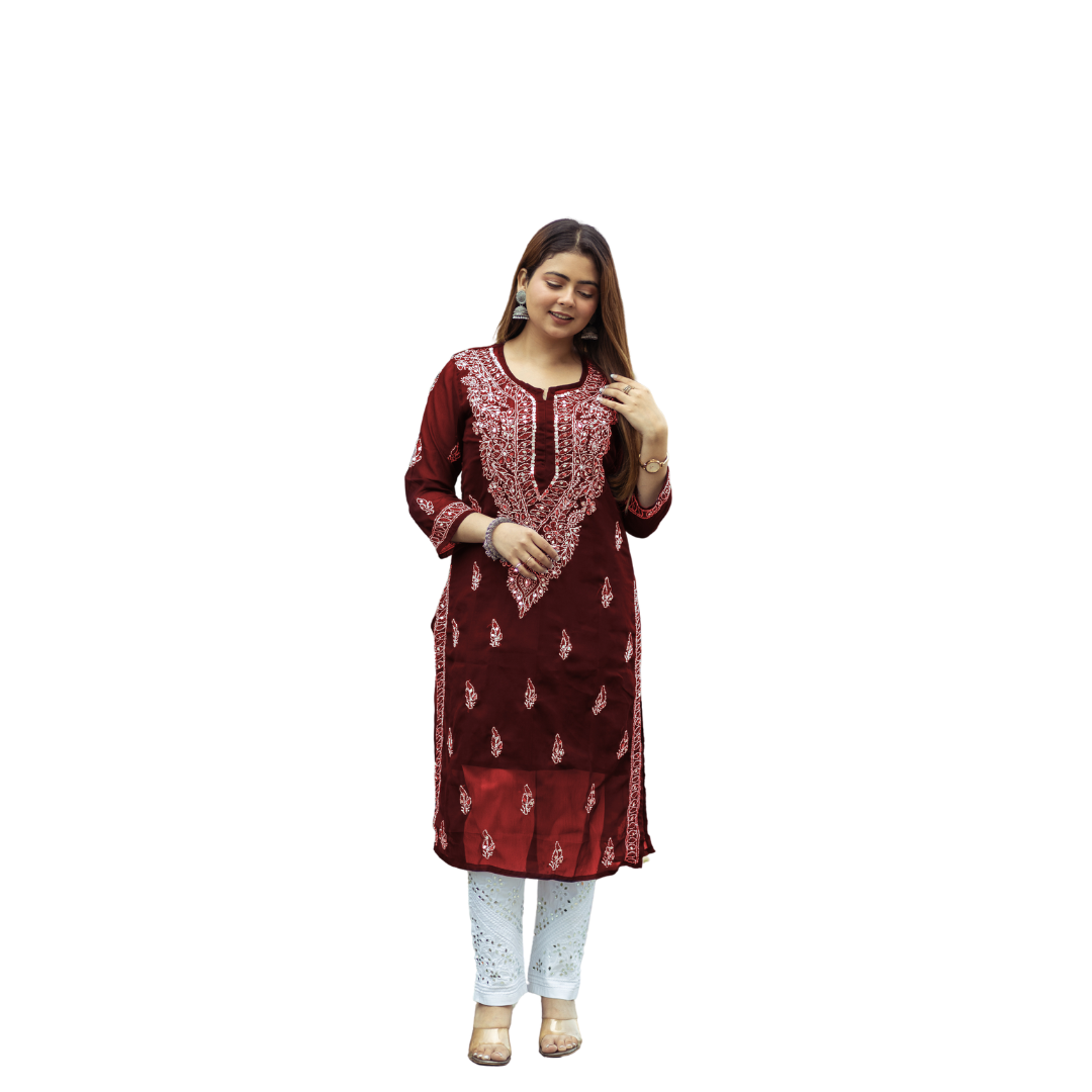 Adara Chikankari Kurti By Nakhrili Chikankari