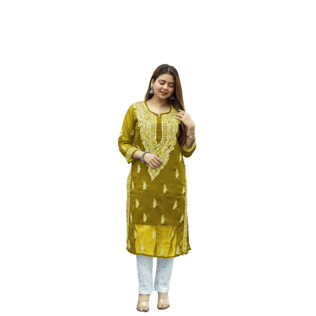 Adara Chikankari Kurti By Nakhrili Chikankari