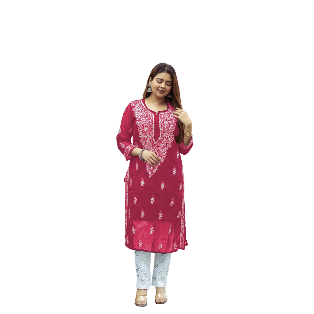 Adara Chikankari Kurti By Nakhrili Chikankari