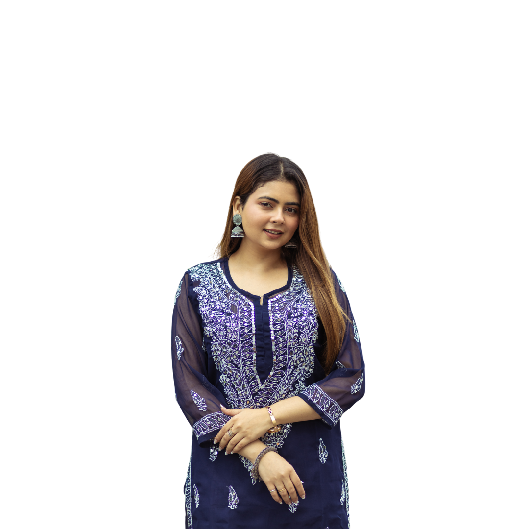 Adara Chikankari Kurti By Nakhrili Chikankari