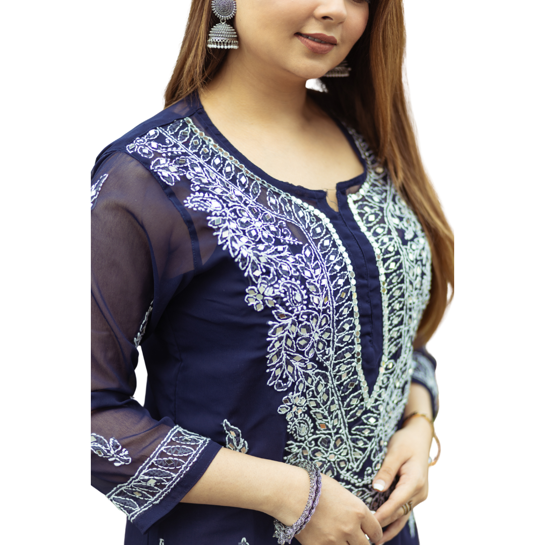 Adara Chikankari Kurti By Nakhrili Chikankari