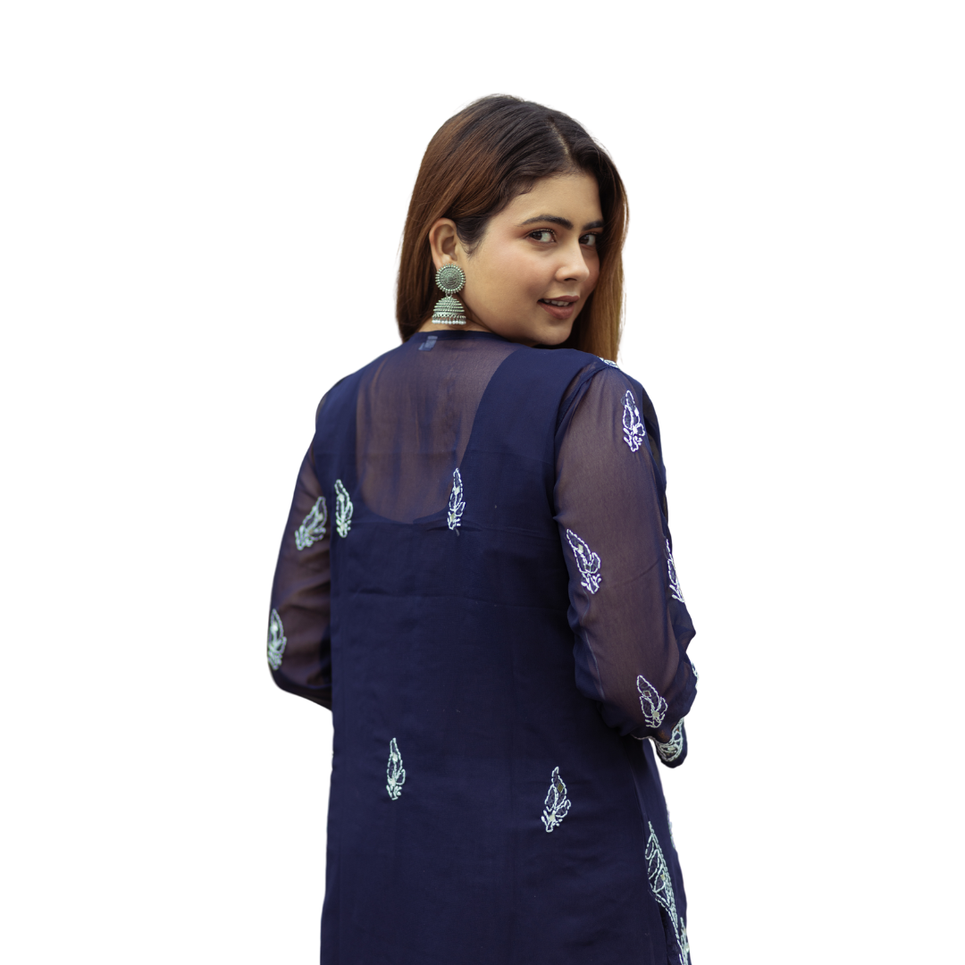 Adara Chikankari Kurti By Nakhrili Chikankari