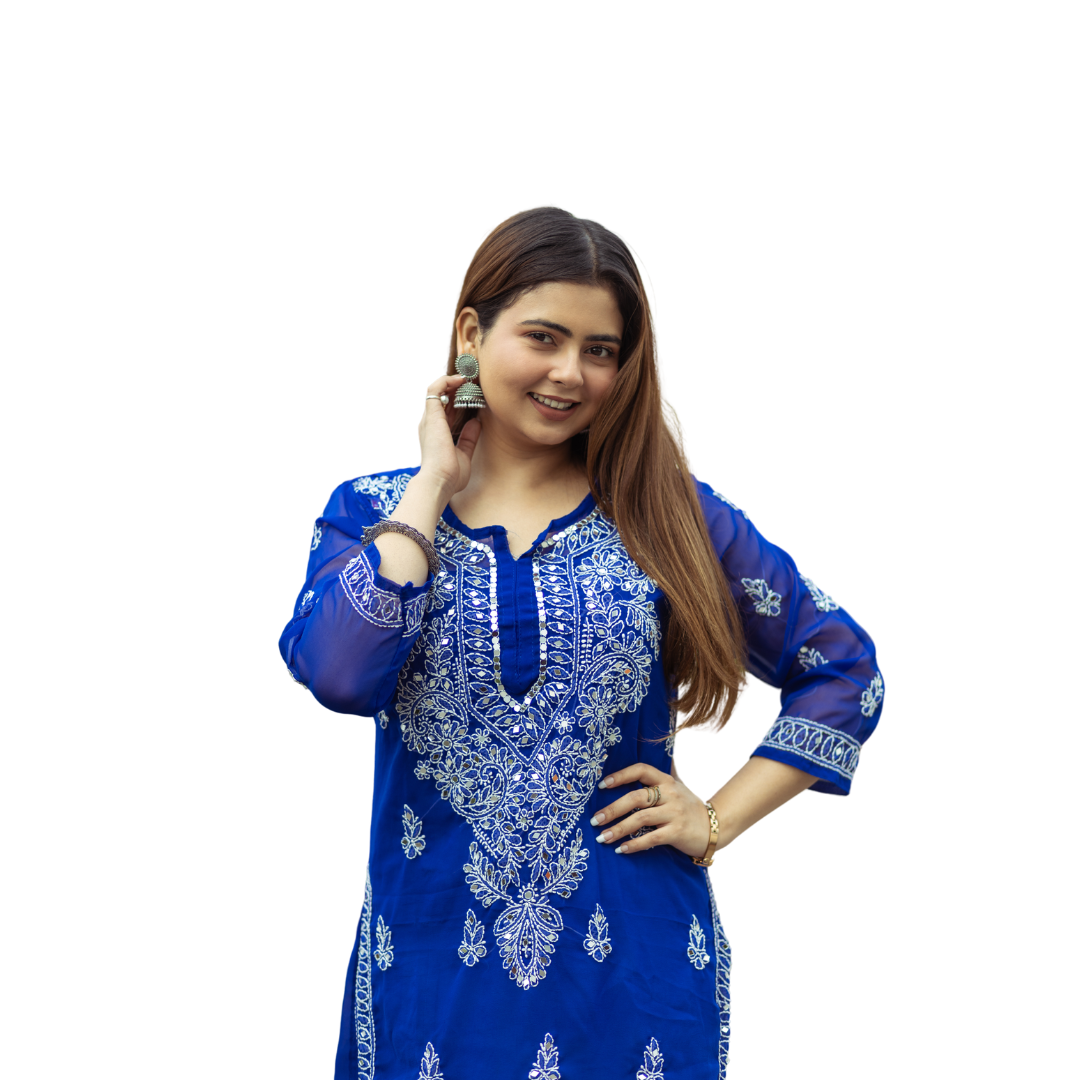 Adara Chikankari Kurti By Nakhrili Chikankari