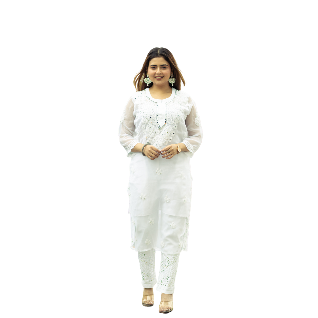 Adara Chikankari Kurti By Nakhrili Chikankari