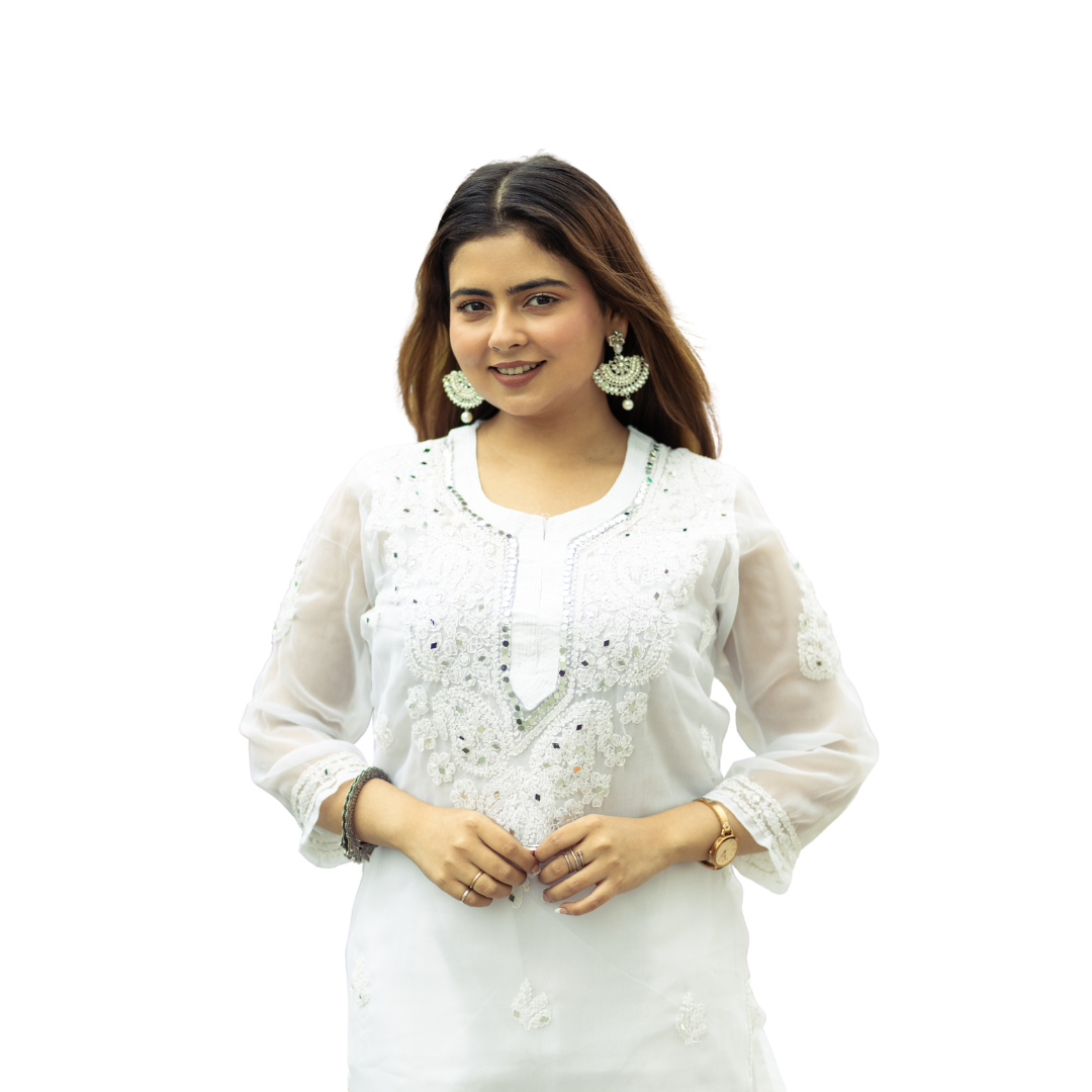 Adara Chikankari Kurti By Nakhrili Chikankari